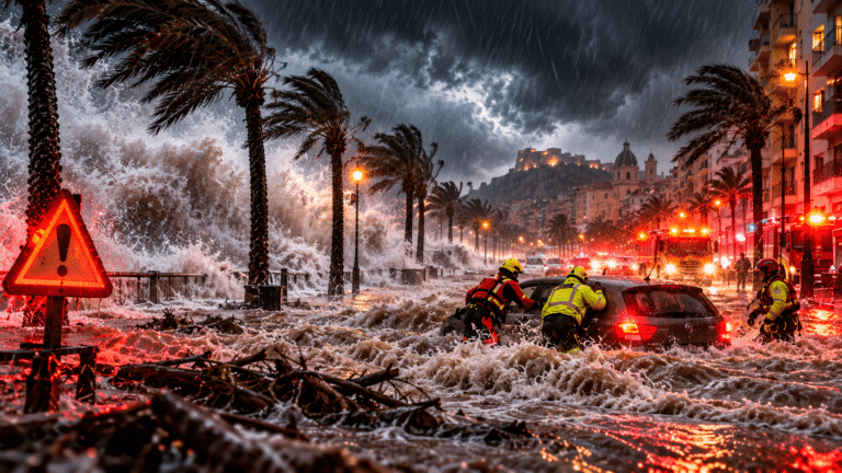 Code rood in Spanje: DANA Adam brengt levensgevaarlijke regenval naar Valencia en Alicante