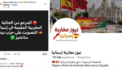 Marokkaanse Facebookpagina roept gemeenschap in Spanje op om PSOE te steunen